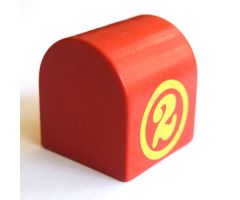 Duplo, Brick 2 x 2 x 2 Curved Top with Circled Number 2 Pattern on Curved Sides