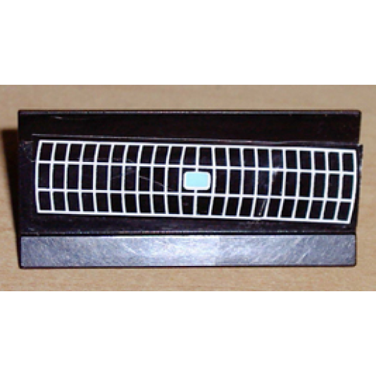 Vehicle Spoiler / Plow Blade 6 x 3 with Hinge with White Grid and Small Blue Rectangle Pattern (Sticker) - Set 1775