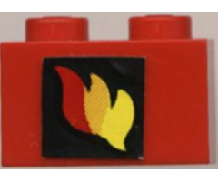 Brick 1 x 2 with Classic Fire Logo Pattern (Sticker) - Set 6685