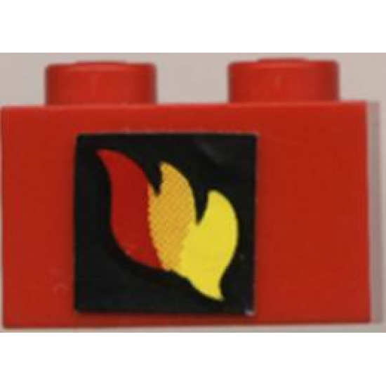 Brick 1 x 2 with Classic Fire Logo Pattern (Sticker) - Set 6685