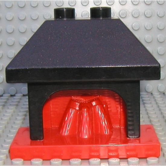Duplo, Furniture Fireplace with Black Top with 2 Studs