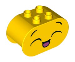 Duplo, Brick 2 x 4 x 2 Rounded Ends with Laughing Face and Angry Face on Reverse Pattern