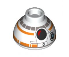 Brick, Round 1 1/2 x 1 1/2 x 2/3 Dome Top with SW BB-8 Droid Head, Large Photoreceptor Pattern