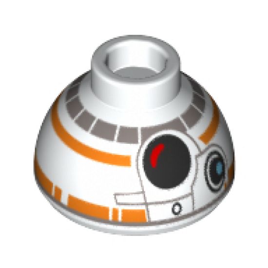 Brick, Round 1 1/2 x 1 1/2 x 2/3 Dome Top with SW BB-8 Droid Head, Large Photoreceptor Pattern