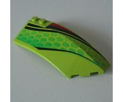 Wedge 8 x 3 x 2 Open Right with Red and Black Stripes and Green Scales Pattern