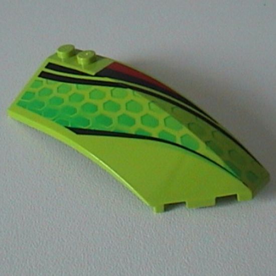Wedge 8 x 3 x 2 Open Right with Red and Black Stripes and Green Scales Pattern