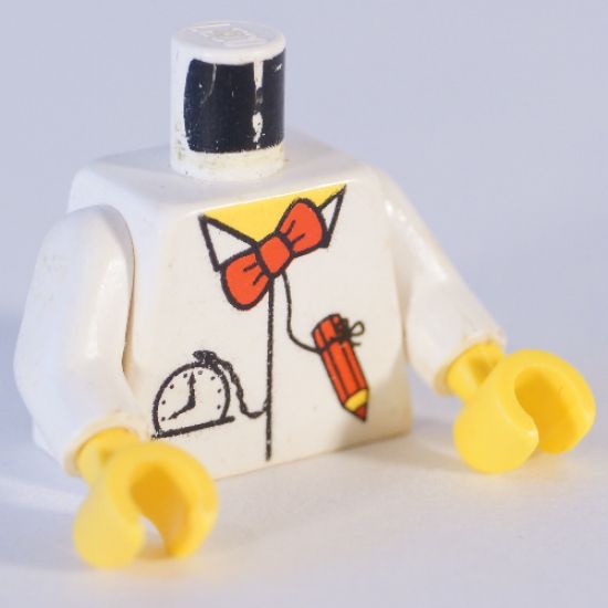 Torso Time Cruisers Red Bow Tie, Pencil and Pocket Watch Pattern / White Arms / Yellow Hands