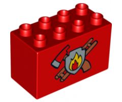 Duplo, Brick 2 x 4 x 2 with Fire Department Pattern