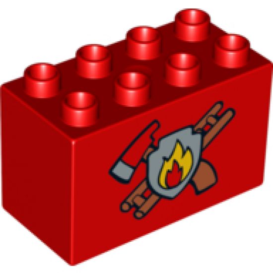 Duplo, Brick 2 x 4 x 2 with Fire Department Pattern