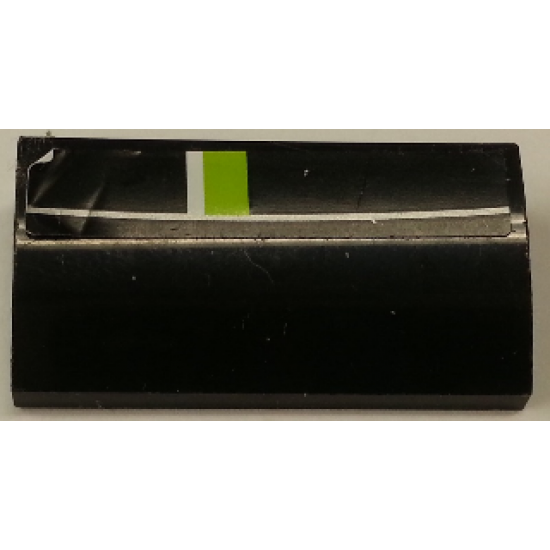 Slope, Curved 2 x 4 x 2/3 without Bottom Tubes with Lime and White Stripe on Black Background Pattern Model Back (Sticker) - Set 8154