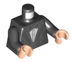 Torso Jacket with Wide Lapels, White Shirt with Black Bow Tie and Vest Pattern / Black Arms / Light Nougat Hands