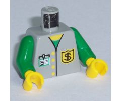 Torso Bank Employee Jacket, Dollar Sign Badge and ID Pattern / Green Arms / Yellow Hands