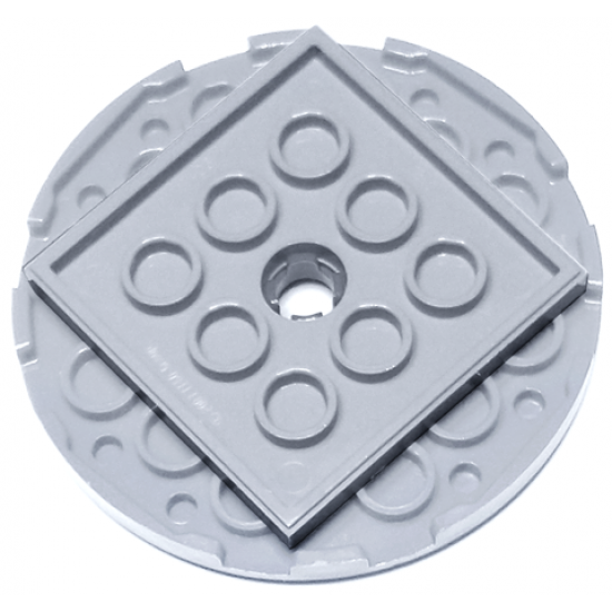 Turntable 6 x 6 x 2/3 Top with Light Bluish Gray Square Base, Free-Spinning (11213 / 61485)