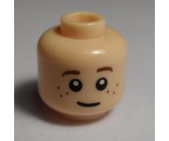 Minifigure, Head Dual Sided Child LotR Brown Eyebrows and Freckles, Slight Smile / Frown (Bain) Pattern - Hollow Stud