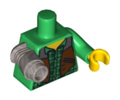 Torso Checkered Shirt and Dark Brown Vest Pattern (Jack McHammer) / Green Arm and Yellow Hand Left / Flat Silver Mech Arm and DBG Claw Right