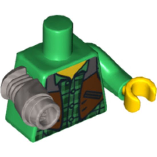 Torso Checkered Shirt and Dark Brown Vest Pattern (Jack McHammer) / Green Arm and Yellow Hand Left / Flat Silver Mech Arm and DBG Claw Right