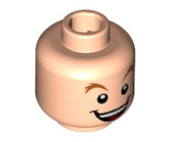 Minifigure, Head Dark Orange Raised Eyebrows, Open Mouth Smile with Teeth and Tongue Pattern (Peter Pan) - Hollow Stud