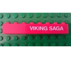 Brick 1 x 8 with White 'VIKING SAGA' Pattern Right (Sticker) - Set 1655