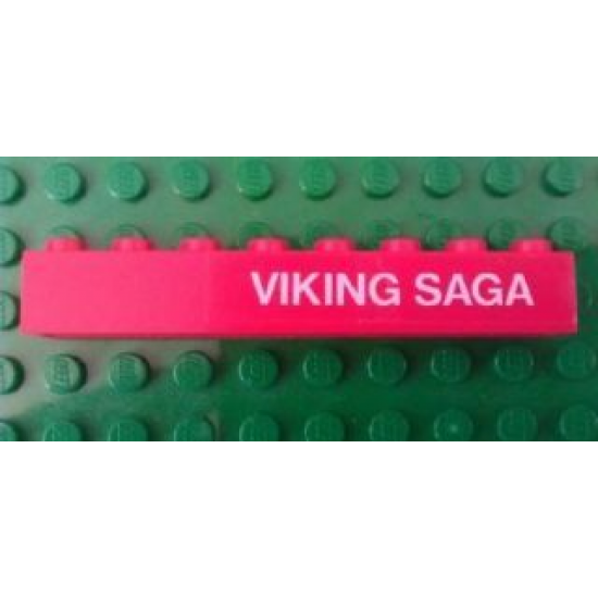 Brick 1 x 8 with White 'VIKING SAGA' Pattern Right (Sticker) - Set 1655