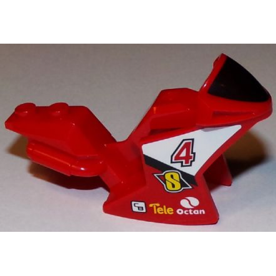 Riding Cycle Motorcycle Fairing, Racing (Sport) Bike with Black Windshield Pattern with Number 4 and Octan Logo Pattern on Both Sides (Stickers) - Set 60084