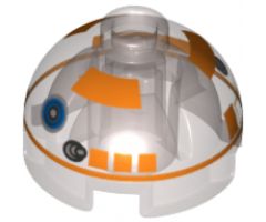 Brick, Round 2 x 2 Dome Top with Orange Pattern (R3-A2)