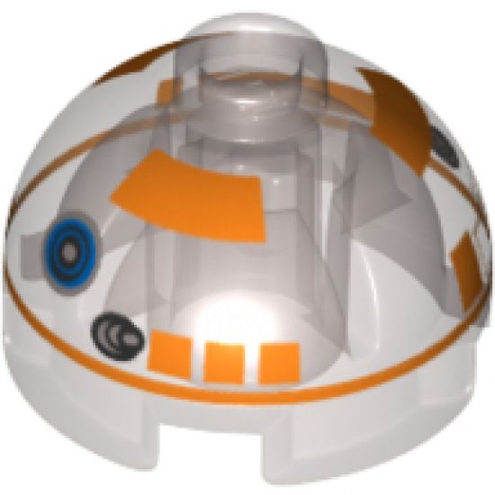 Brick, Round 2 x 2 Dome Top with Orange Pattern (R3-A2)
