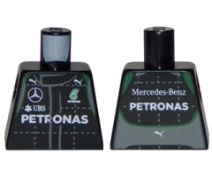 Torso Race Suit with Boss, Mercedes, Petronas, Puma and UBS Logos, Green Trim, Front and Back Pattern