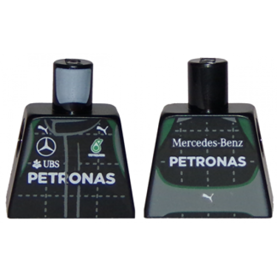 Torso Race Suit with Boss, Mercedes, Petronas, Puma and UBS Logos, Green Trim, Front and Back Pattern