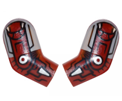 Arm, (Matching Left and Right) Pair with Flat Silver Shoulder and Iron Man Armor Pattern
