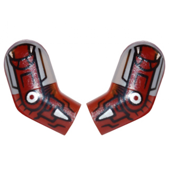 Arm, (Matching Left and Right) Pair with Flat Silver Shoulder and Iron Man Armor Pattern