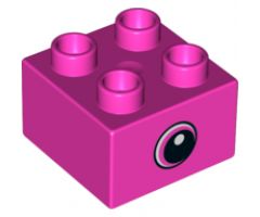 Duplo, Brick 2 x 2 with Black Pupil and White Dot and Small Crescent Eye on Both Sides Pattern