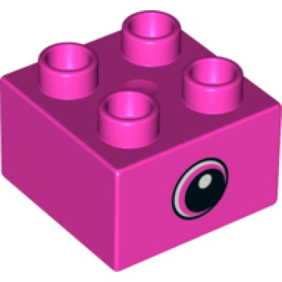 Duplo, Brick 2 x 2 with Black Pupil and White Dot and Small Crescent Eye on Both Sides Pattern