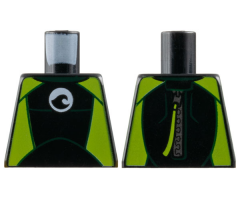 Torso Wetsuit with White Logo, Lime Sides and Silver Zipper with Cord on Back Pattern