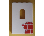 Panel 1 x 4 x 5 with Window with Red Bricks Pattern Bottom Right (Sticker) - Set 6242
