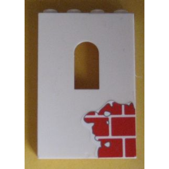 Panel 1 x 4 x 5 with Window with Red Bricks Pattern Bottom Right (Sticker) - Set 6242