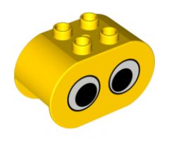 Duplo, Brick 2 x 4 x 2 Rounded Ends with 2 Eyes Pattern