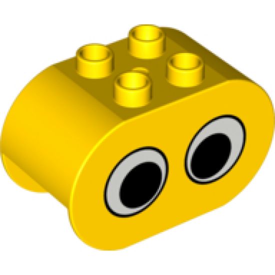 Duplo, Brick 2 x 4 x 2 Rounded Ends with 2 Eyes Pattern