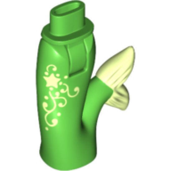 Mini Doll, Body Part Friends Lower Mermaid Hips and Tail Assembly with Light Green Tip, Star and Filigree Pattern
