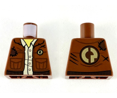 Torso Jacket with Gold 'CP', Dark Brown Patch and Trim, Yellow Neck and Tan Button Up Shirt Pattern