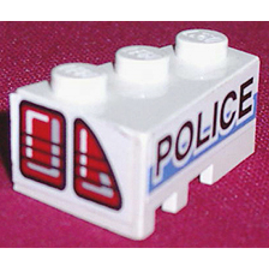 Wedge 3 x 2 Right with Taillights and 'POLICE' on White/Blue Background Pattern (Stickers) - Set 8230