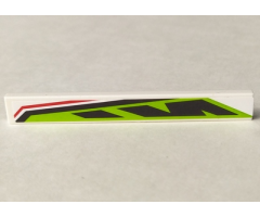 Tile 1 x 8 with Long Black and Red Lines on Lime Background Pattern Model Left Side (Sticker) - Set 8897
