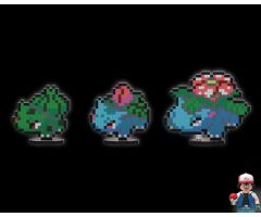 Bulbasaur, Ivysaur & Venusaur - Pixel Art Display