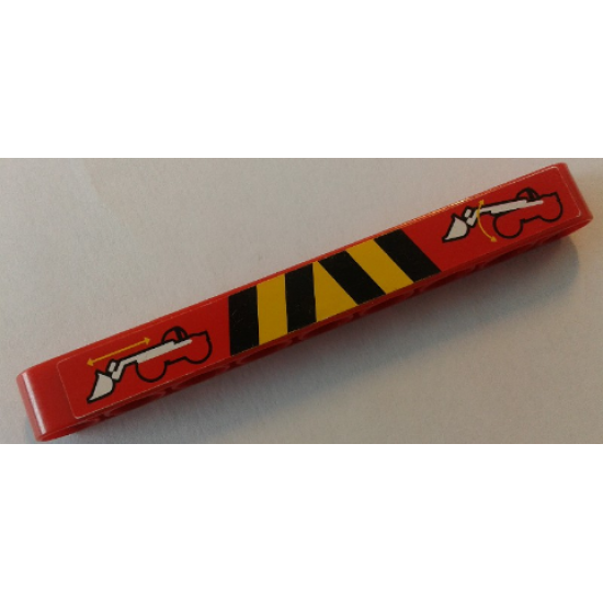 Technic, Liftarm 1 x 9 Thick with Arm Movement and Black and Yellow Danger Stripes Pattern (Sticker) - Set 8283