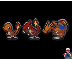 Charmander, Charmeleon & Charizard - Pixel Art Display