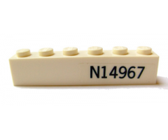 Brick 1 x 6 with Dark Blue 'N14967' Pattern on Both Sides (Stickers) - Set 7628