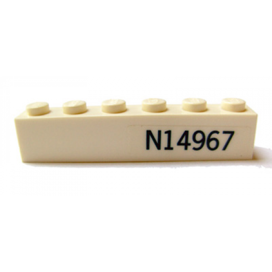 Brick 1 x 6 with Dark Blue 'N14967' Pattern on Both Sides (Stickers) - Set 7628
