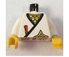 Torso Castle Ninja Wrap, Brown Dagger, Gold Star, Gold Scale Mail Pattern / White Arms / Yellow Hands
