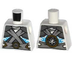 Torso Ninjago Shoulder Armor with Silver Belts and Ice Power Emblem Pattern