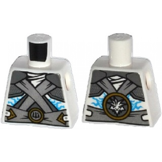 Torso Ninjago Shoulder Armor with Silver Belts and Ice Power Emblem Pattern