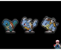 Squirtle, Wartortle & Blastoise - Pixel Art Display